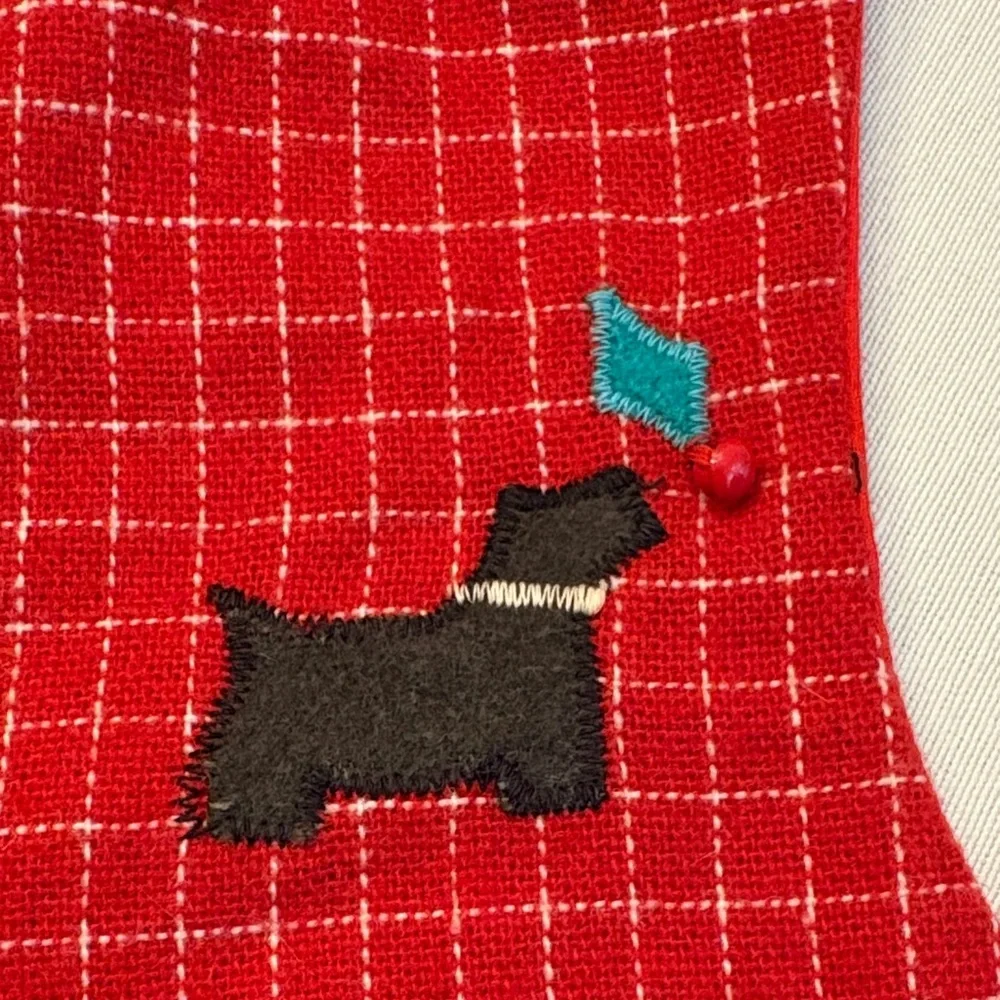 Vintage Red Checkered Toddler Romper with Dog Patch